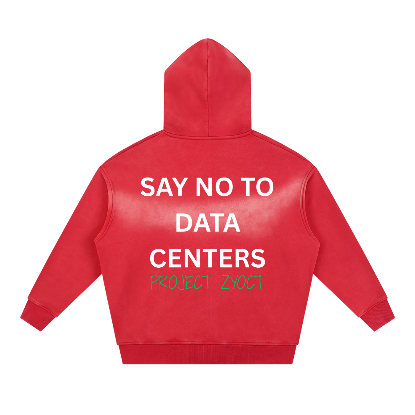 "Say No to Data Centers" faded Zipper Hoodie