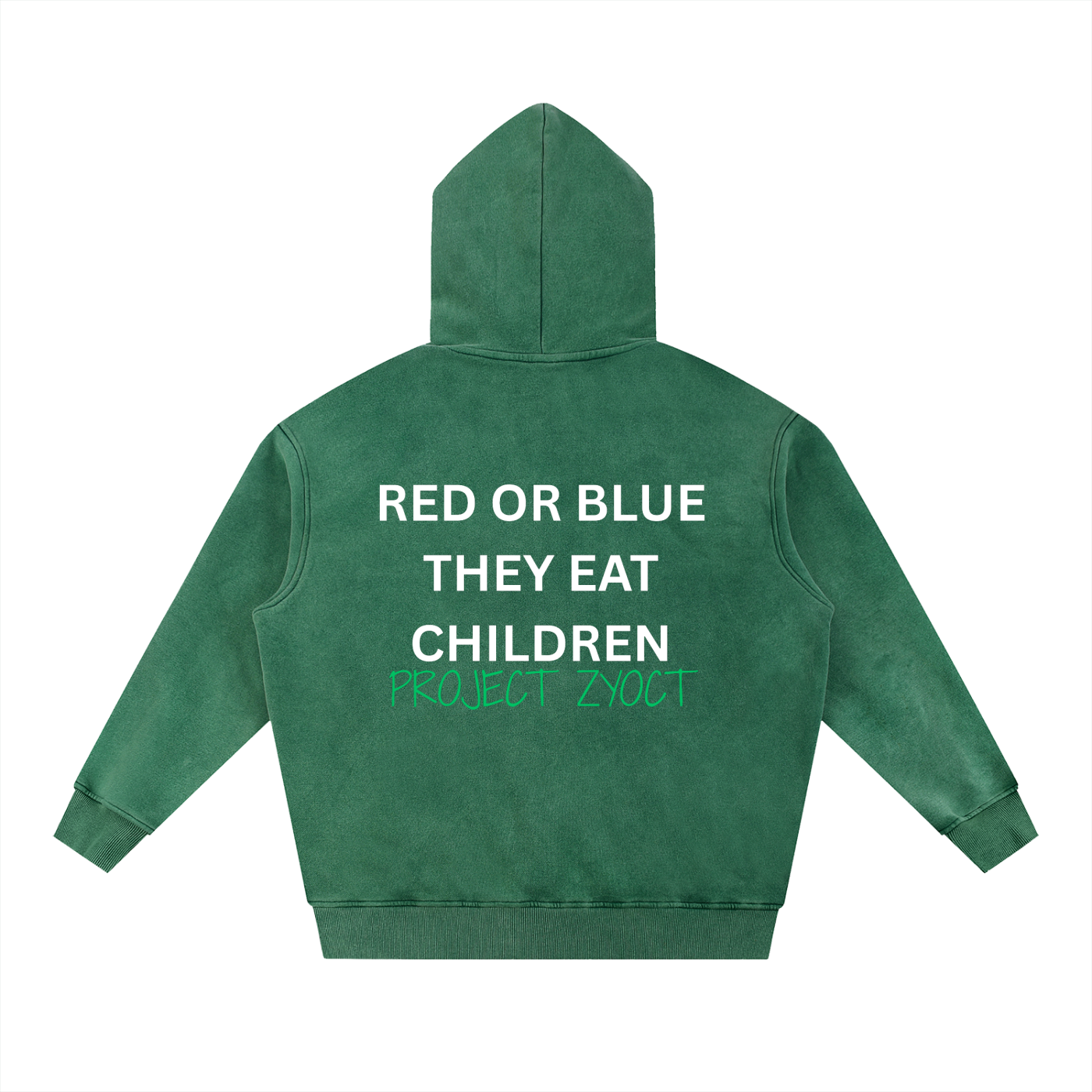 "Red or Blue They Eat Children" Snow Wash Oversize Hoodie
