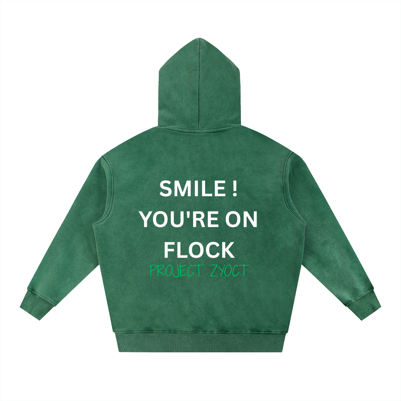 "Smile You're On Flock" Snow Wash Oversize Hoodie
