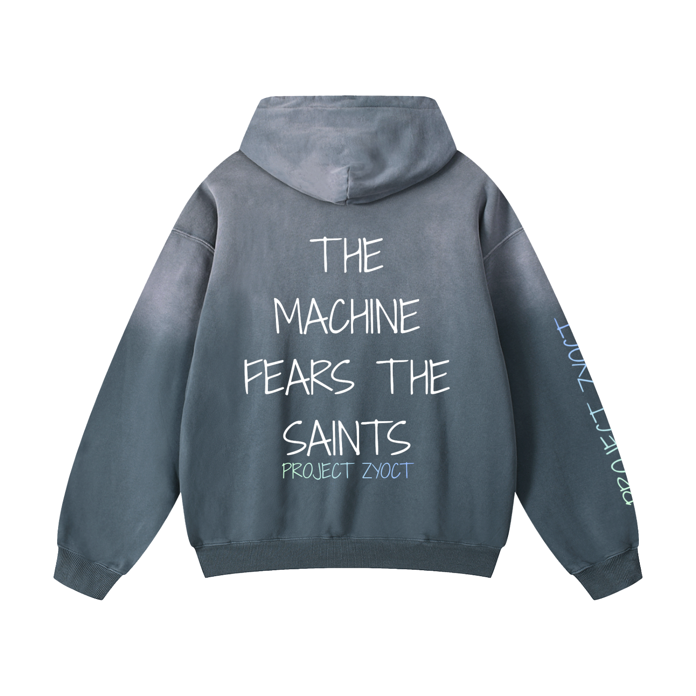"THE MACHINE FEARS THE SAINTS" Heavyweight Sunfade Oversized Hoodie