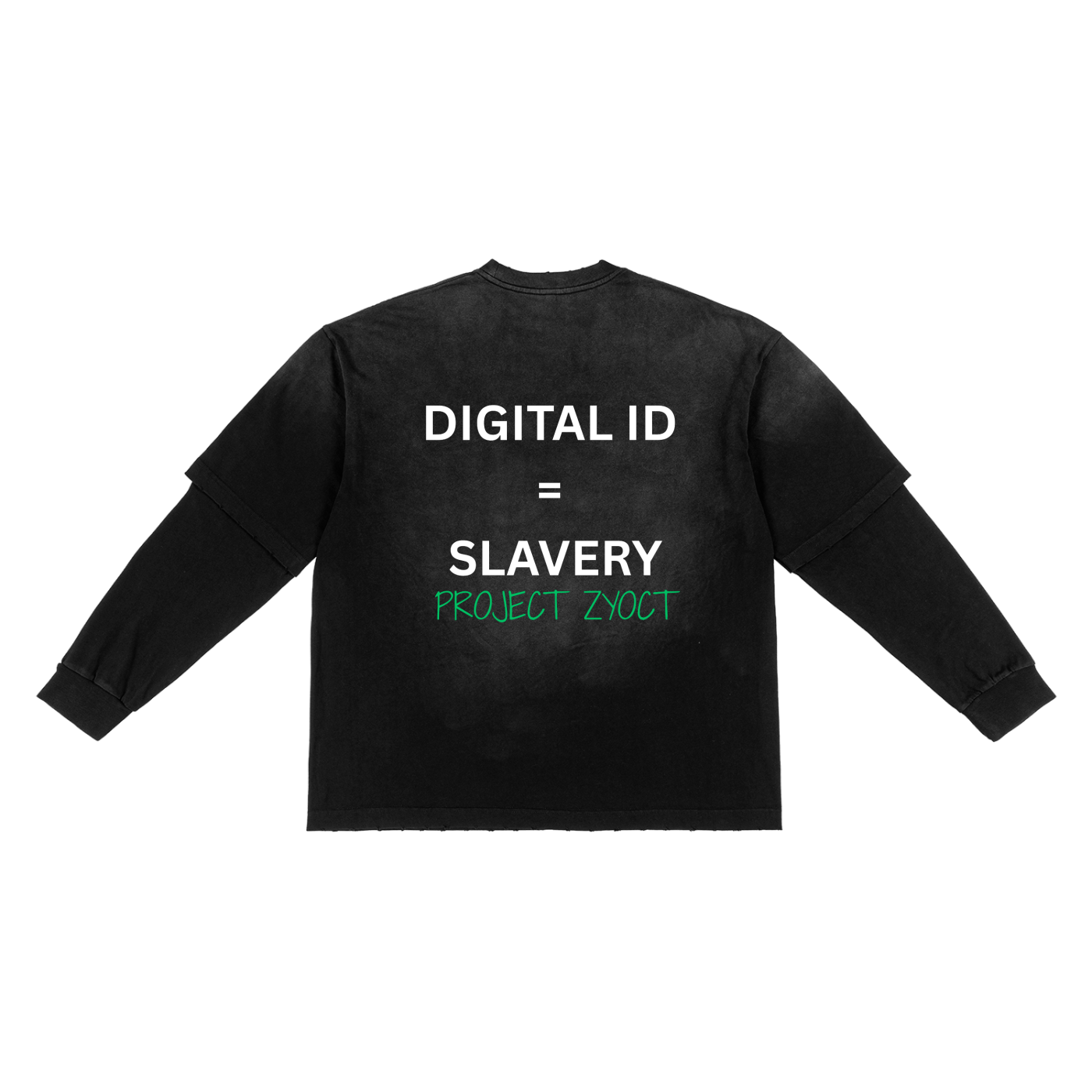 "Digital ID = Slavery" Sunfade Two-Piece Shirt