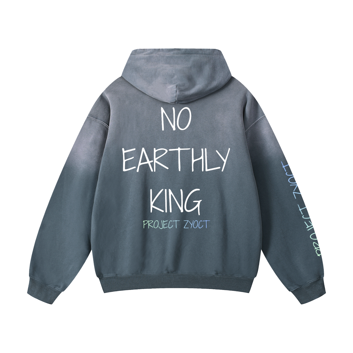 "NO EARTHLY KING" Heavyweight Sunfade Oversized Hoodie