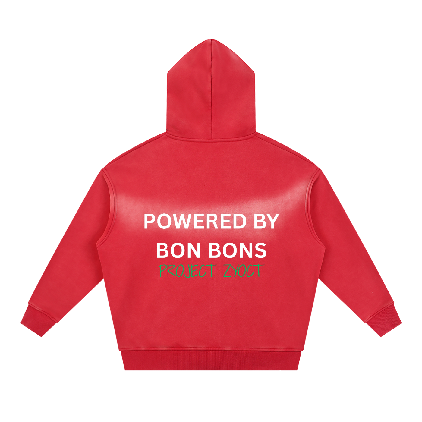 "Powered by Bon Bons" Faded Zipper Hoodie
