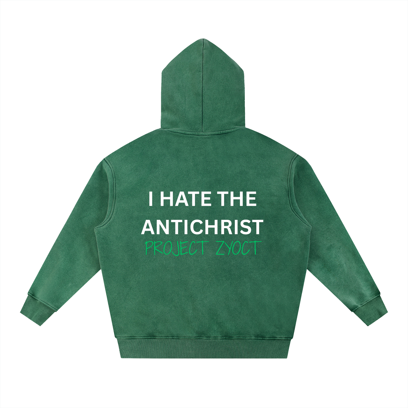 "I Hate the Antichrist" Snow Wash Oversize Hoodie