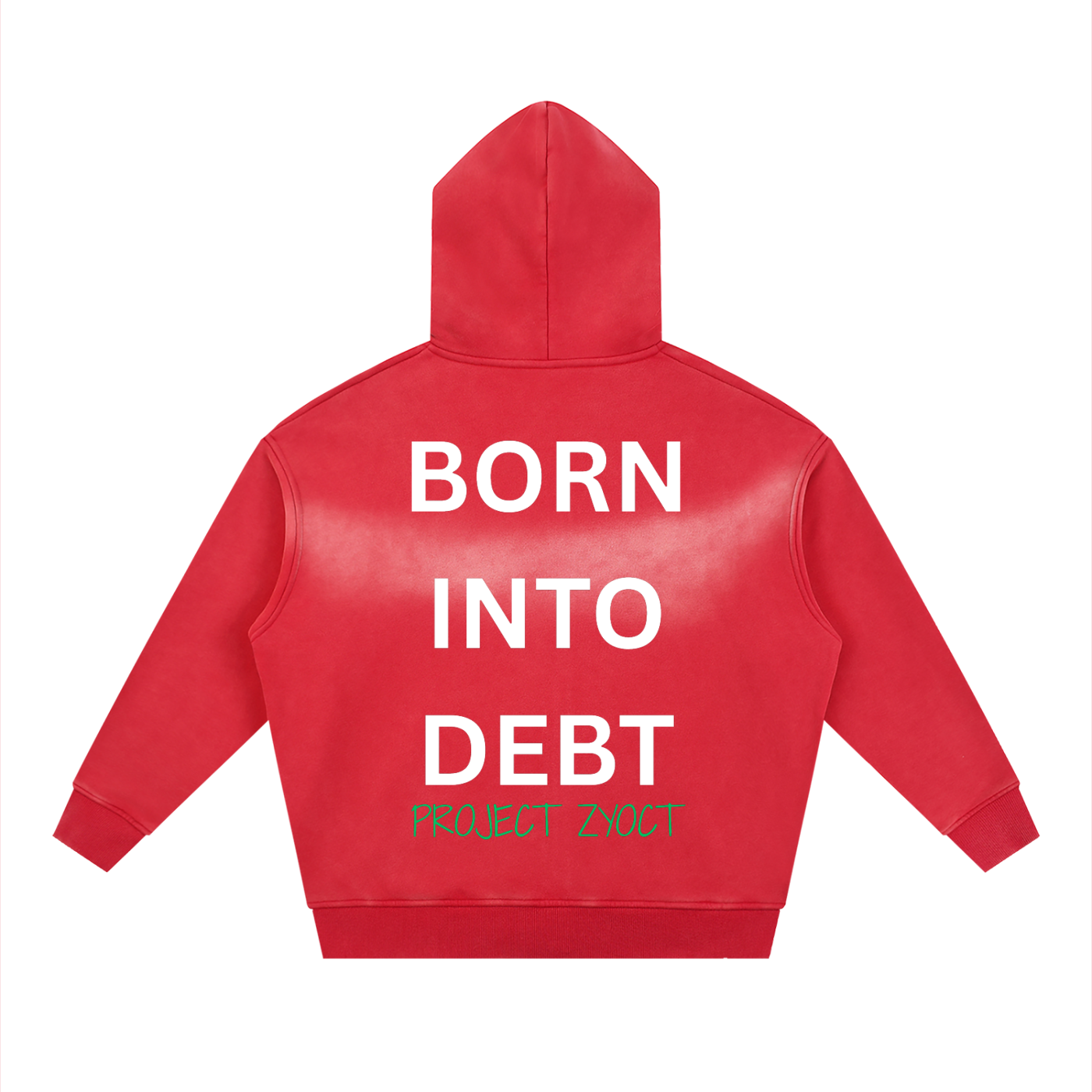 "Born Into Debt" faded Zipper Hoodie