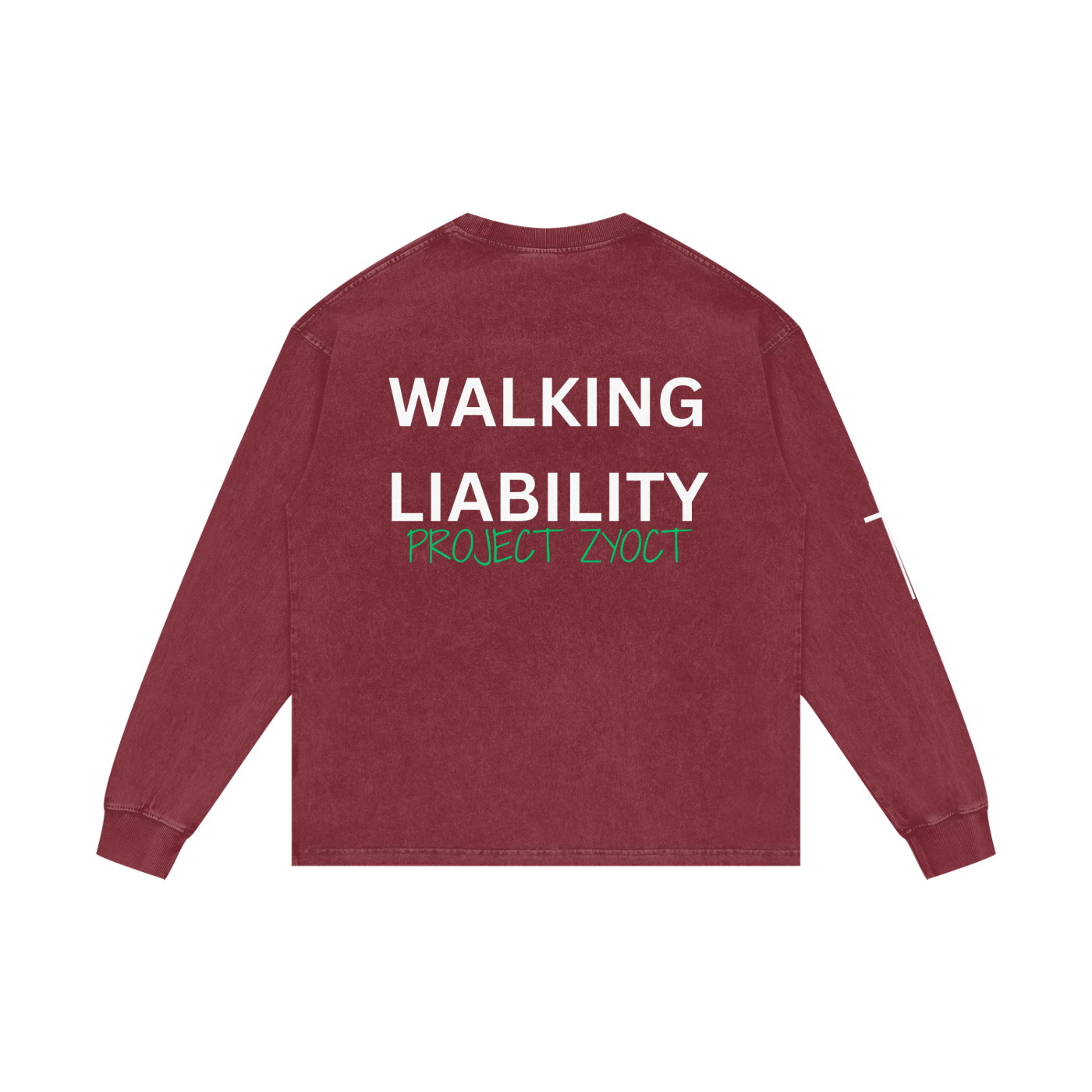 "Walking Liability" Acid Wash Long Sleeve