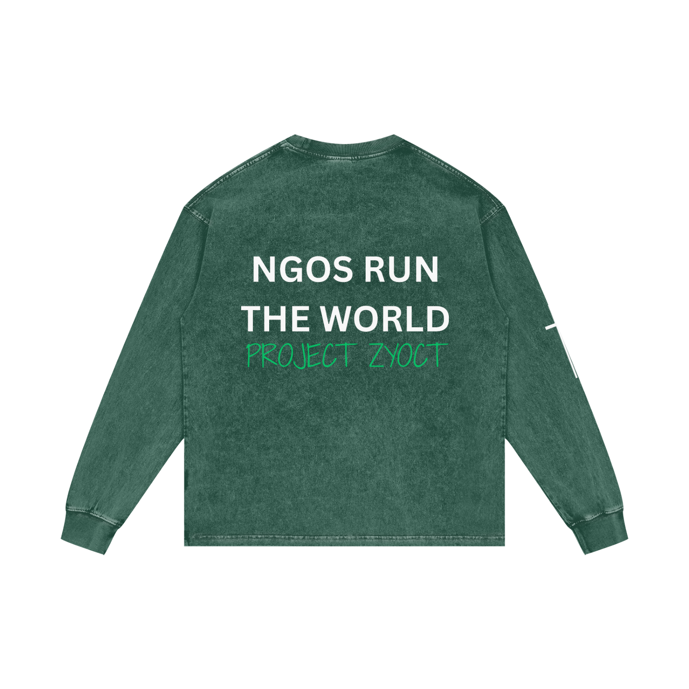 "NGOs Run the World" Acid Wash Long Sleeve