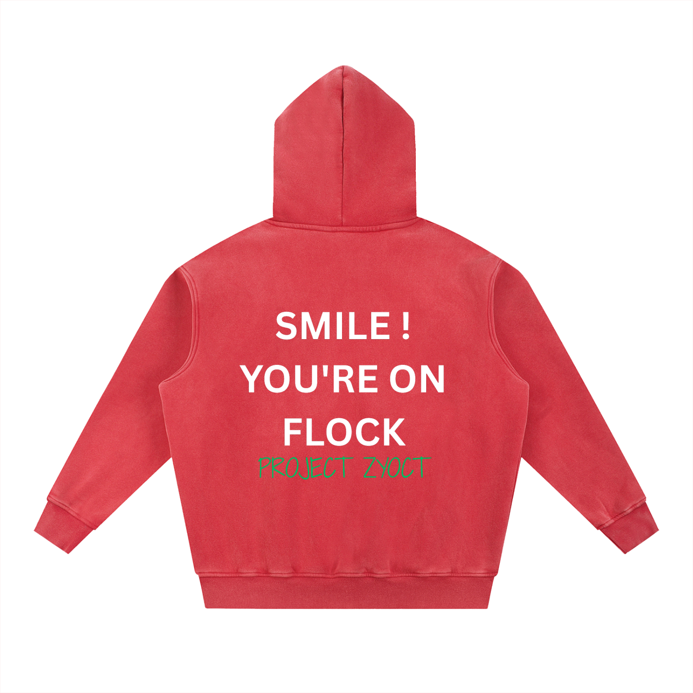 "Smile You're On Flock" Snow Wash Oversize Hoodie