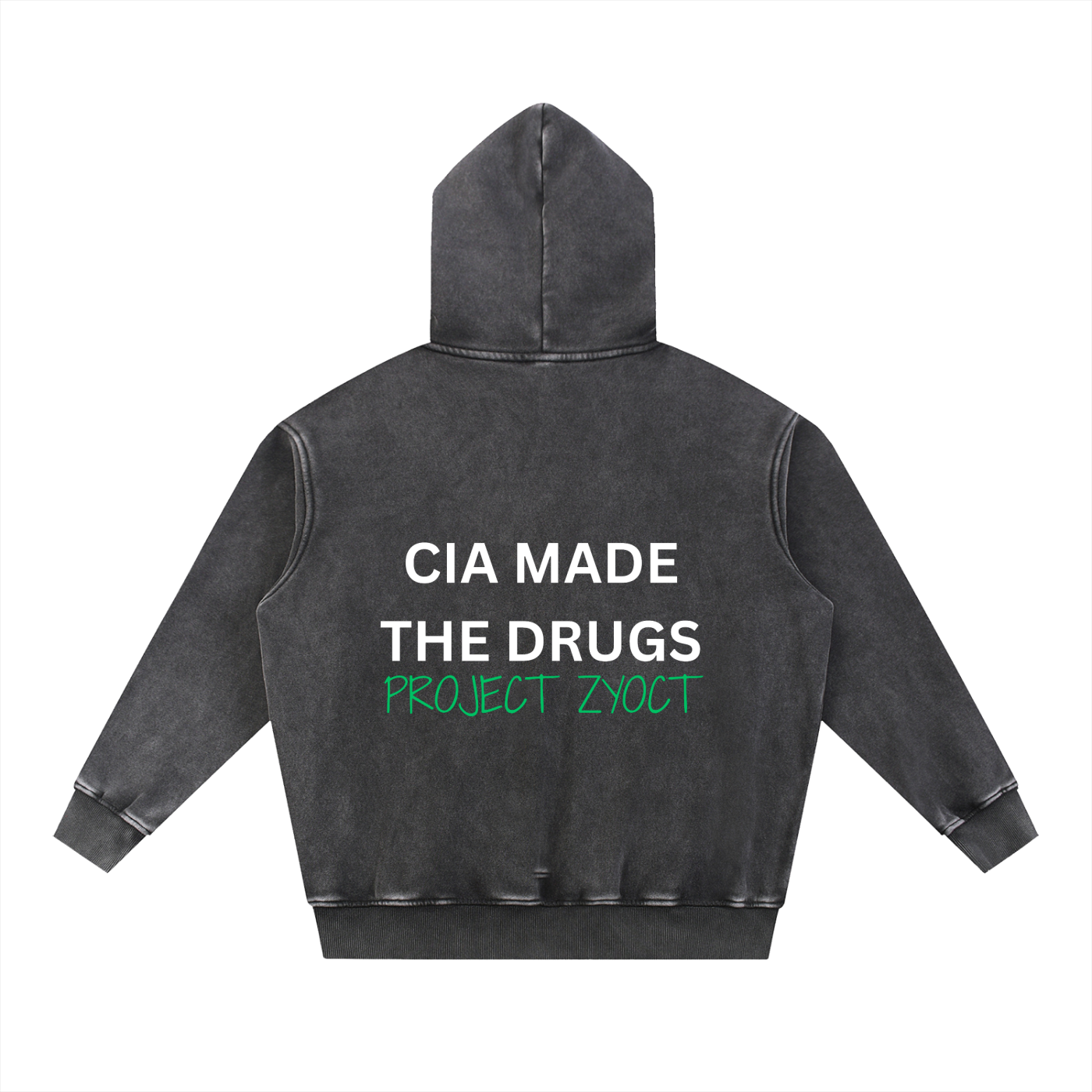 "CIA Made the Drugs" Snow Wash Oversize Hoodie