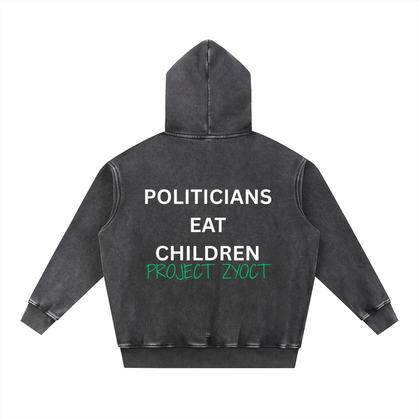 "Politicians Eat Children" Snow Wash Oversize Hoodie