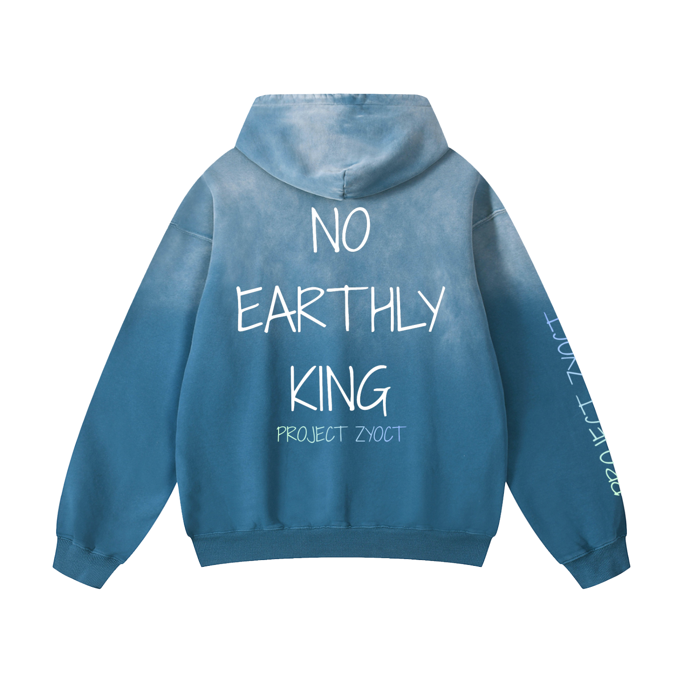 "NO EARTHLY KING" Heavyweight Sunfade Oversized Hoodie