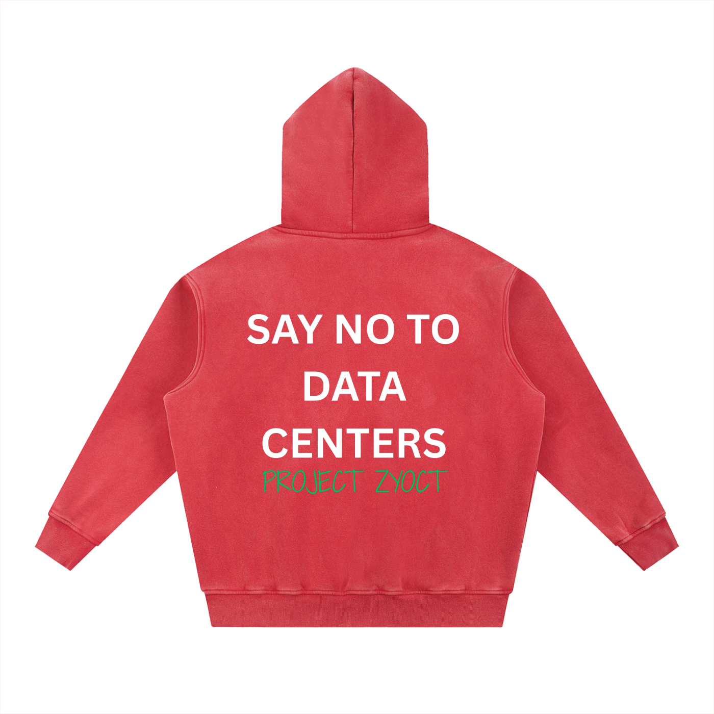 "Say No to Data Centers" Snow Wash Oversize Hoodie