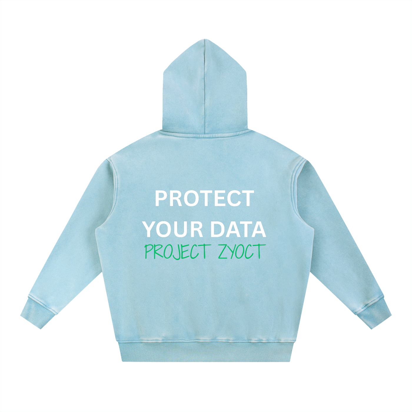 "Protect Your Data" Snow Wash Oversize Hoodie