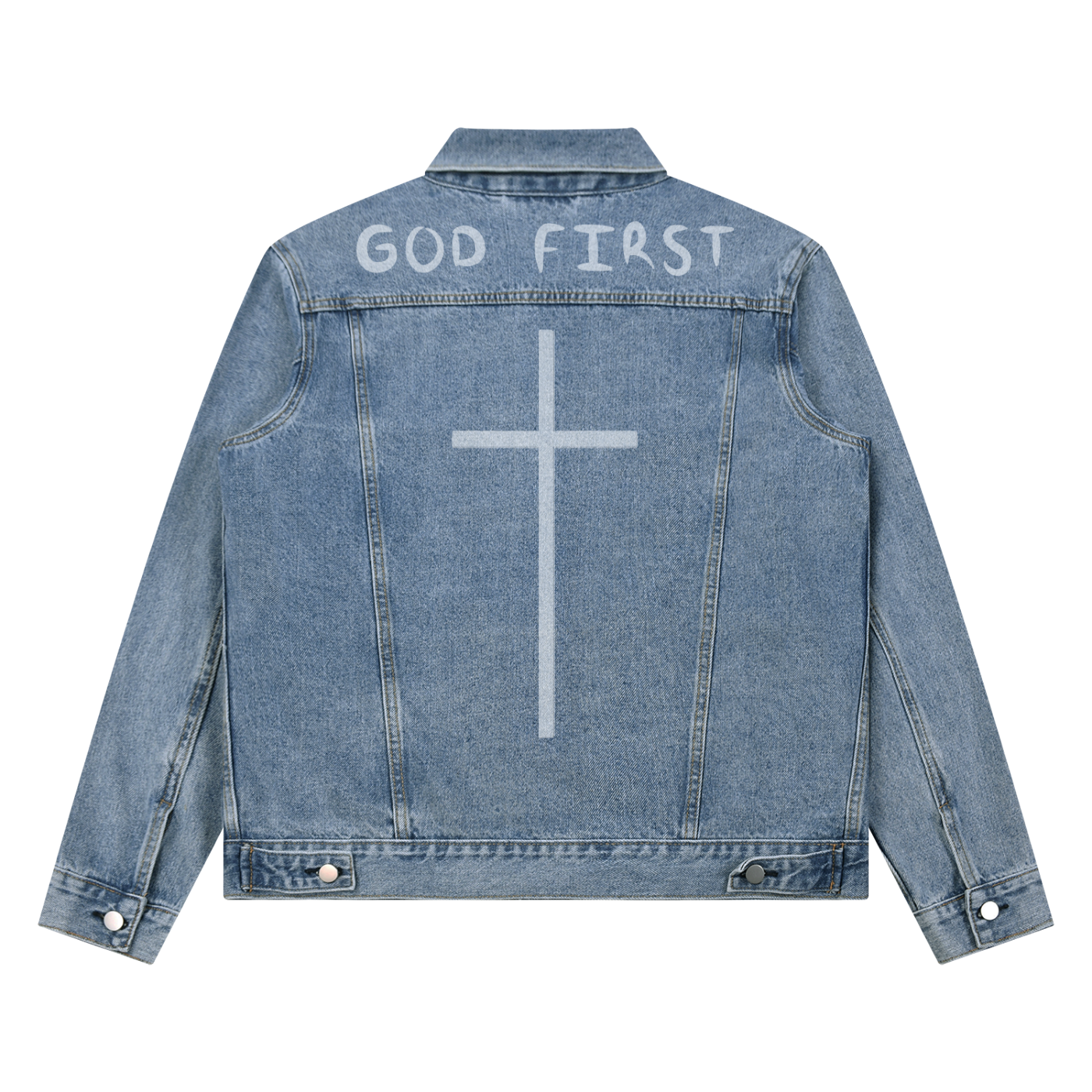 "GOD FIRST" Vintage Denim Jacket