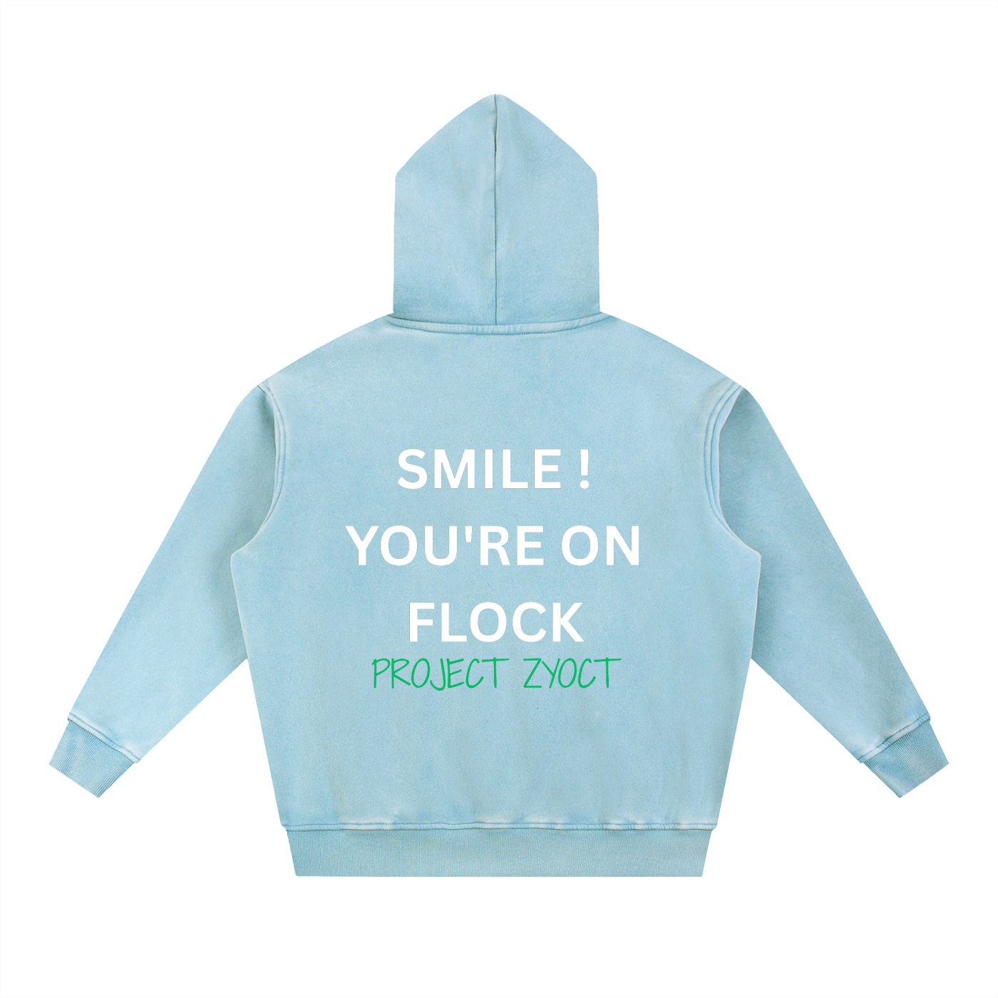 "Smile You're On Flock" Snow Wash Oversize Hoodie