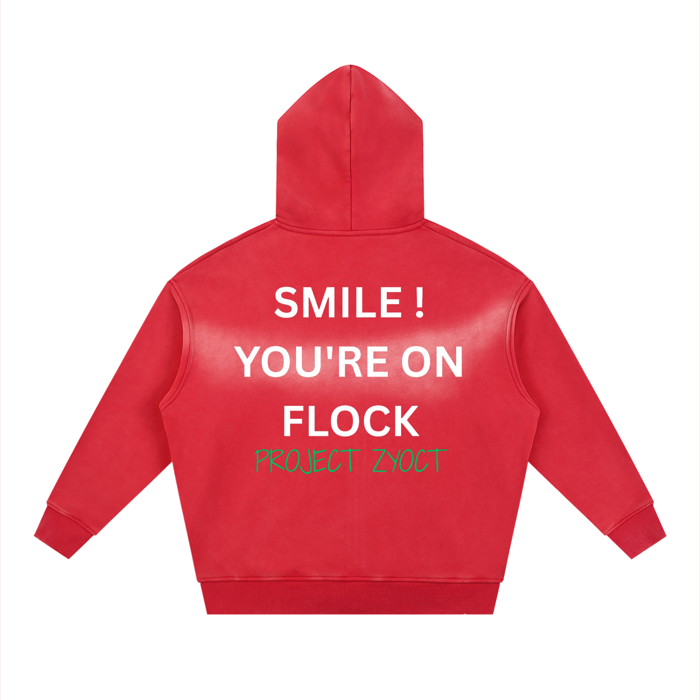 "Smile You're On Flock" faded Zipper Hoodie