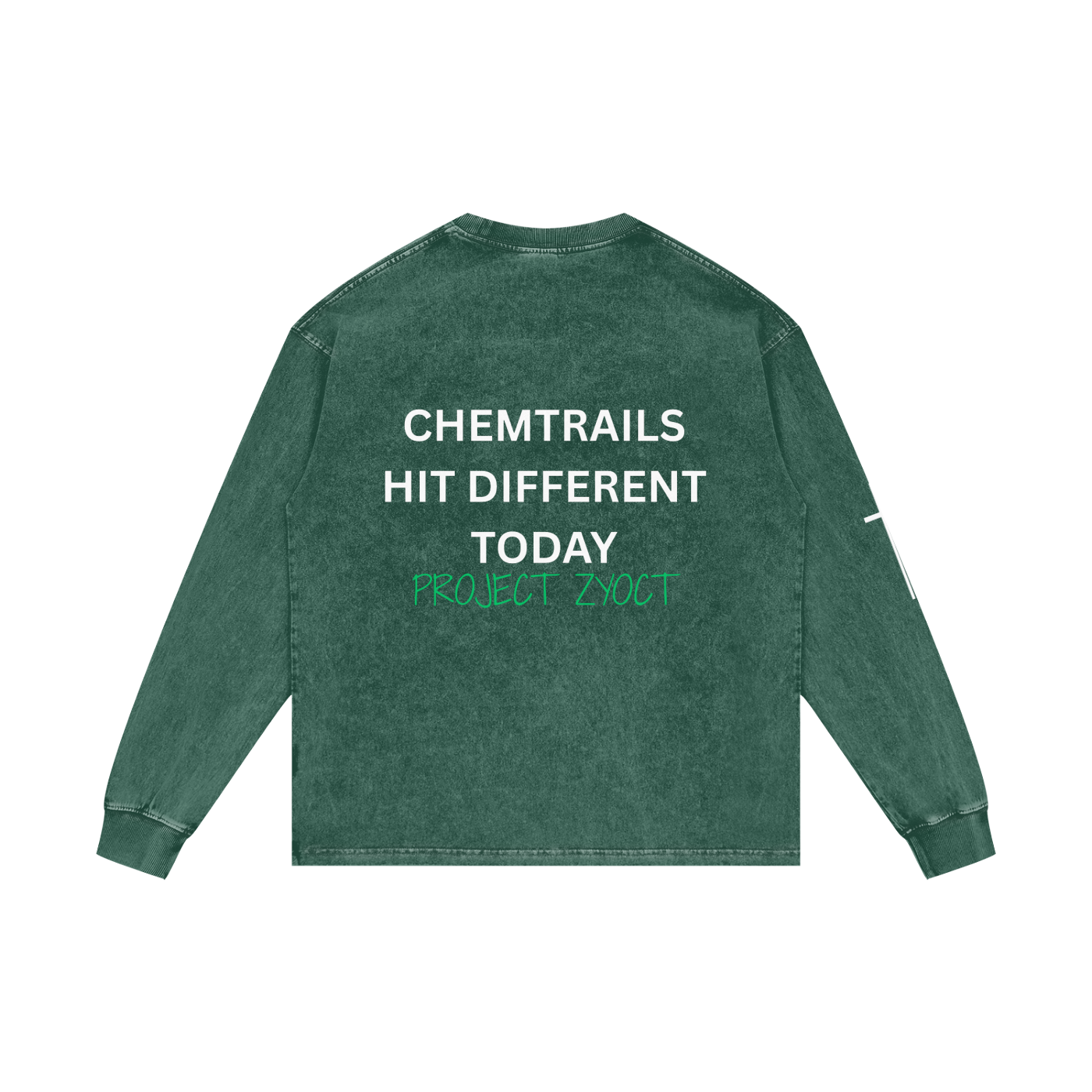 "Chemtrails Hit Different Today" Acid Wash Long Sleeve