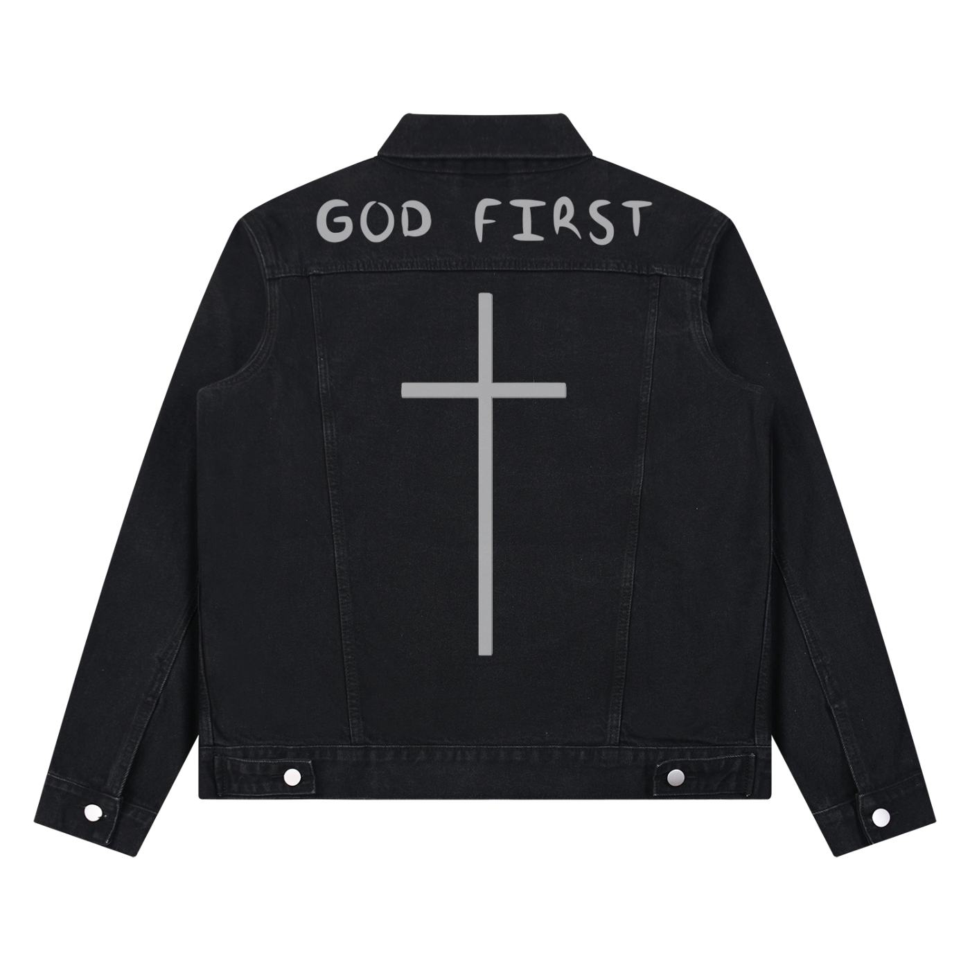 "GOD FIRST" Vintage Denim Jacket