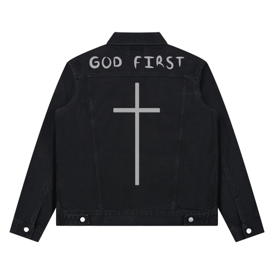 "GOD FIRST" Vintage Denim Jacket
