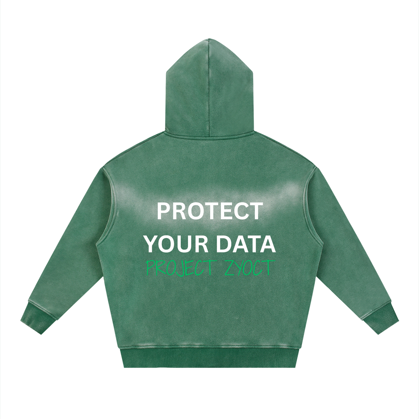 "Protect Your Data" Faded Zipper Hoodie
