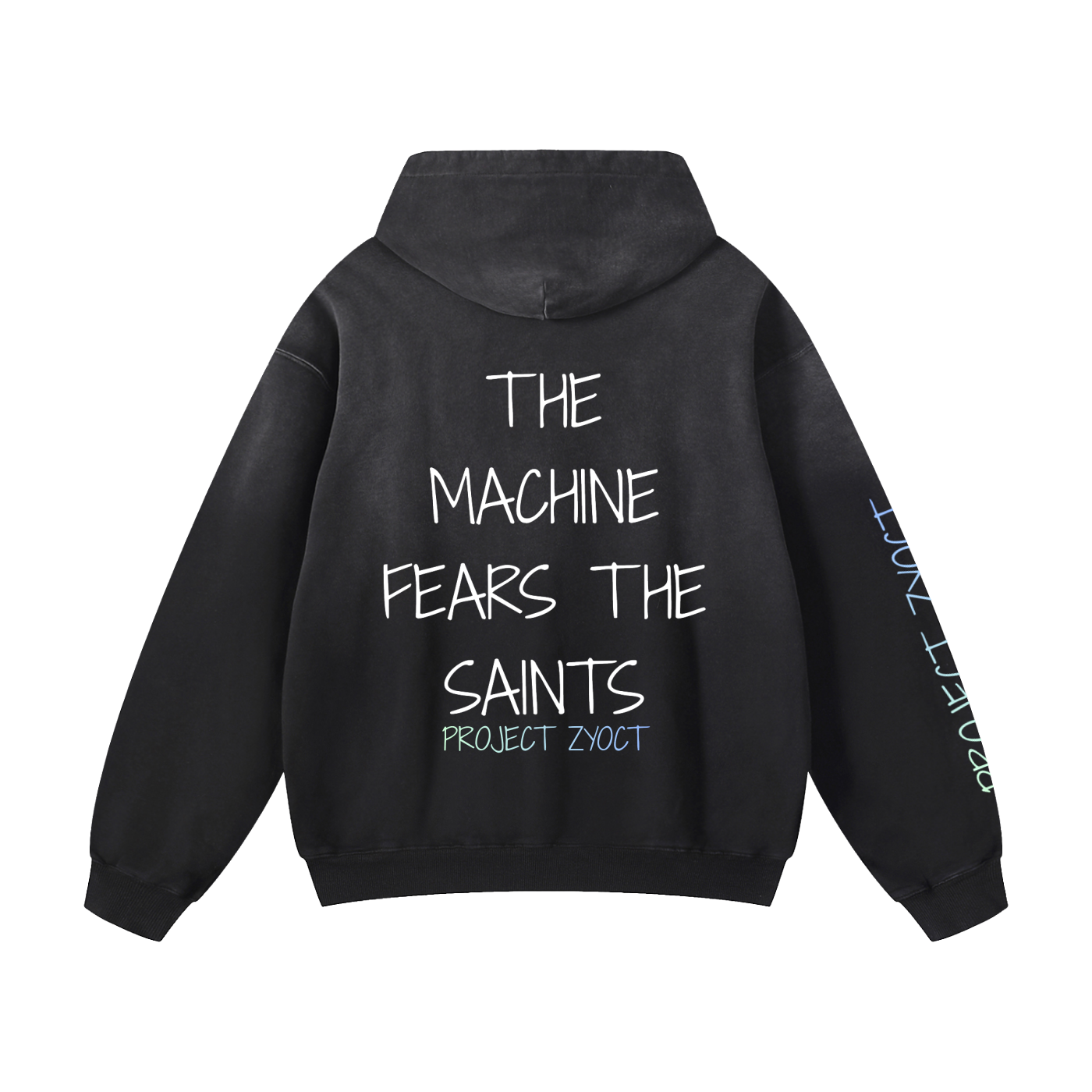 "THE MACHINE FEARS THE SAINTS" Heavyweight Sunfade Oversized Hoodie