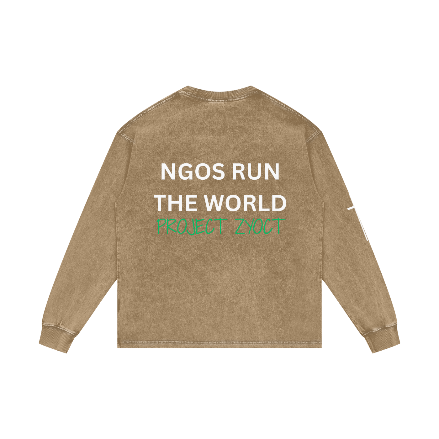 "NGOs Run the World" Acid Wash Long Sleeve