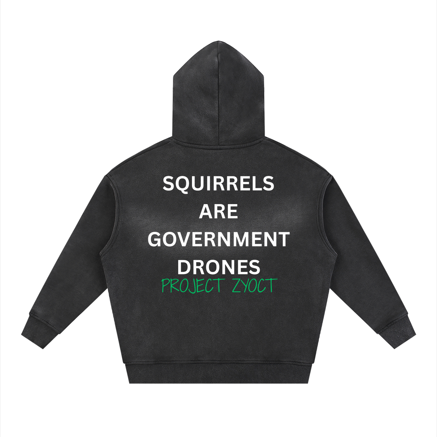 "Squirrels Are Government Drones" Faded Zipper Hoodie