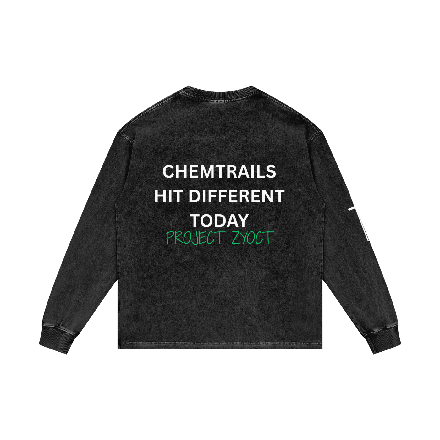 "Chemtrails Hit Different Today" Acid Wash Long Sleeve