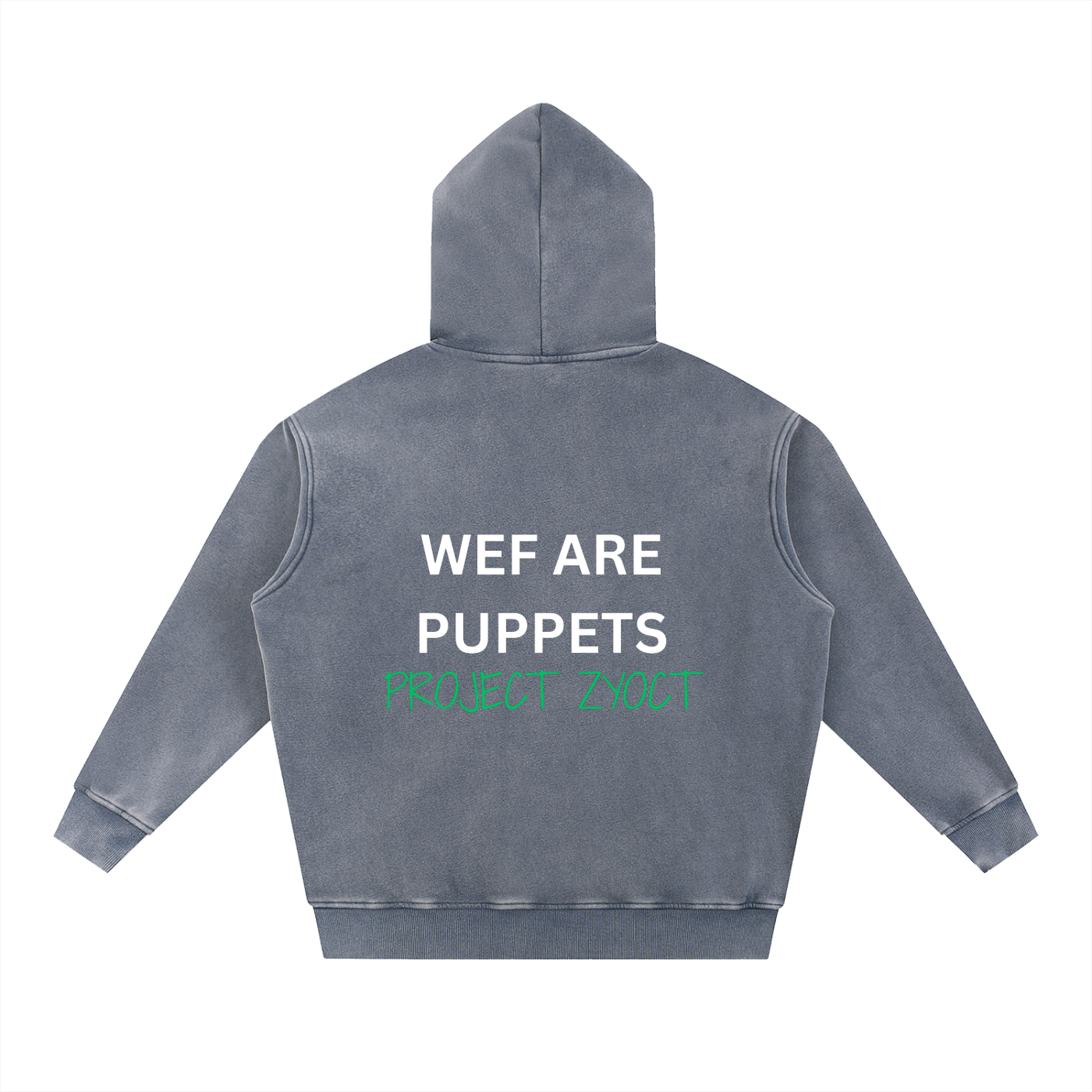 "WEF Are Puppets" Snow Wash Oversize Hoodie