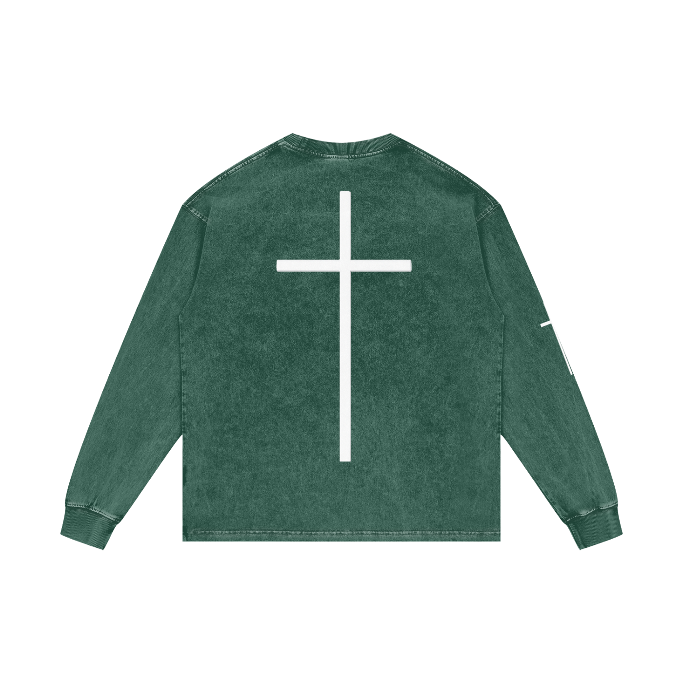 Simple Cross Acid Wash Long Sleeve