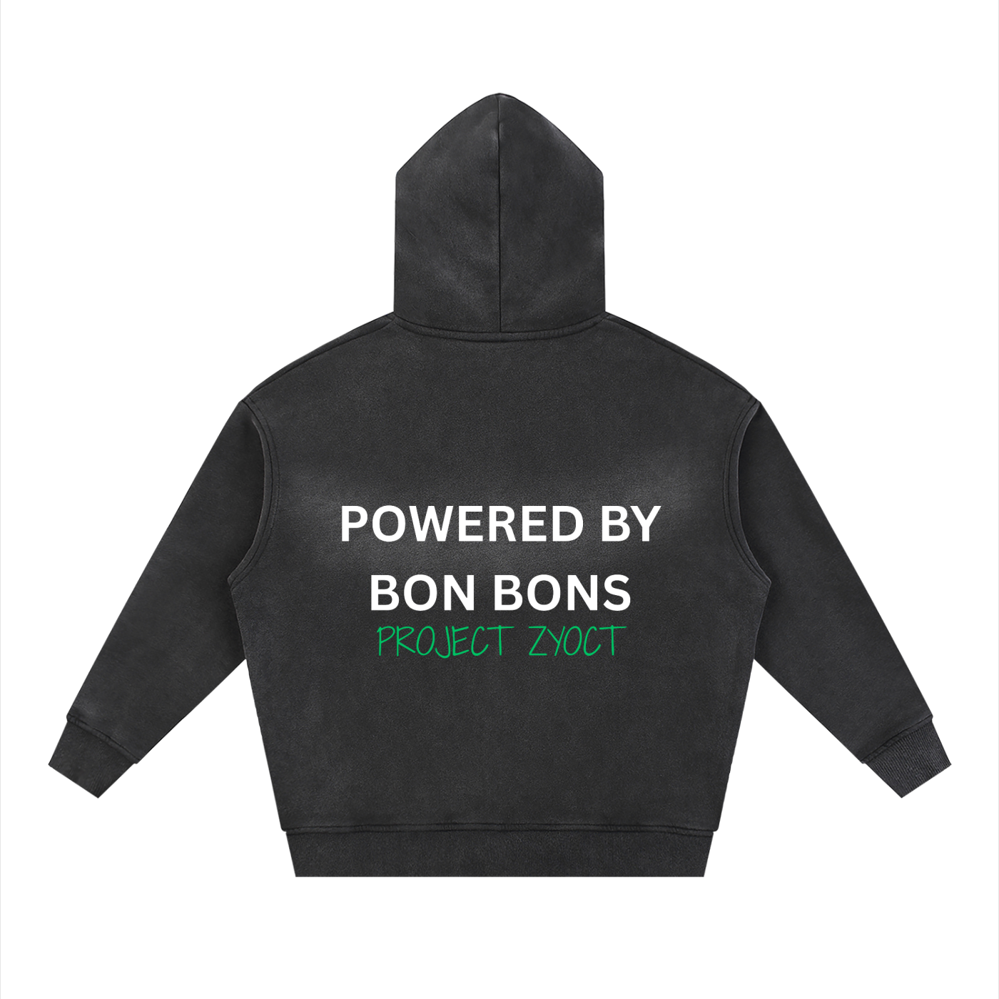 "Powered by Bon Bons" Faded Zipper Hoodie