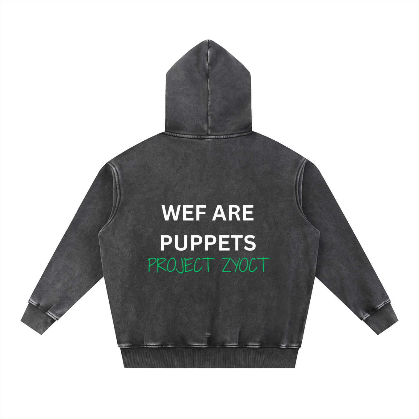 "WEF Are Puppets" Snow Wash Oversize Hoodie