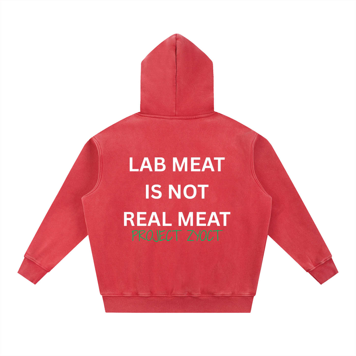 "Lab Meat is Not Real Meat" Snow Wash Oversize Hoodie