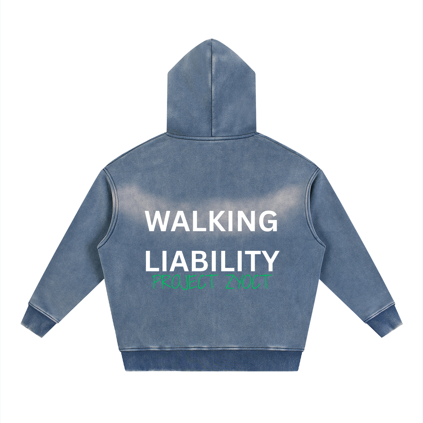 "Walking Liability" Faded Zipper Hoodie
