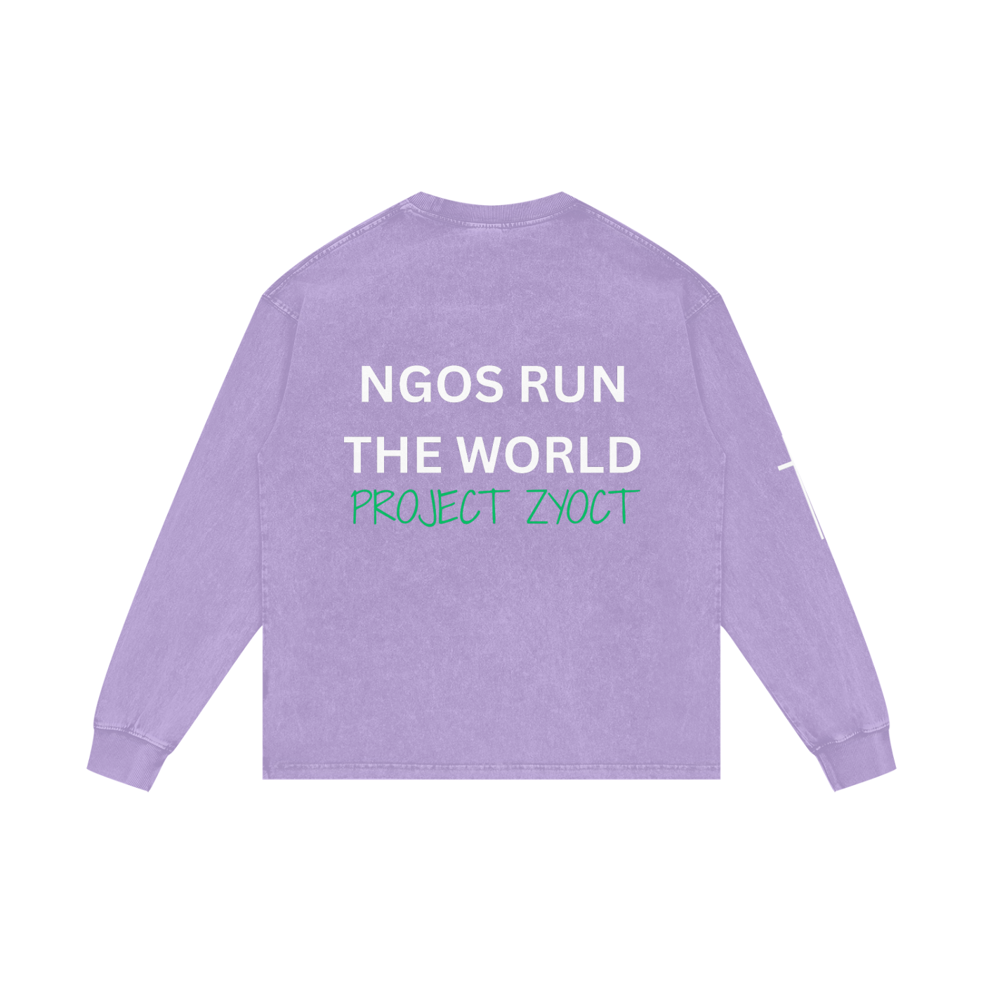 "NGOs Run the World" Acid Wash Long Sleeve