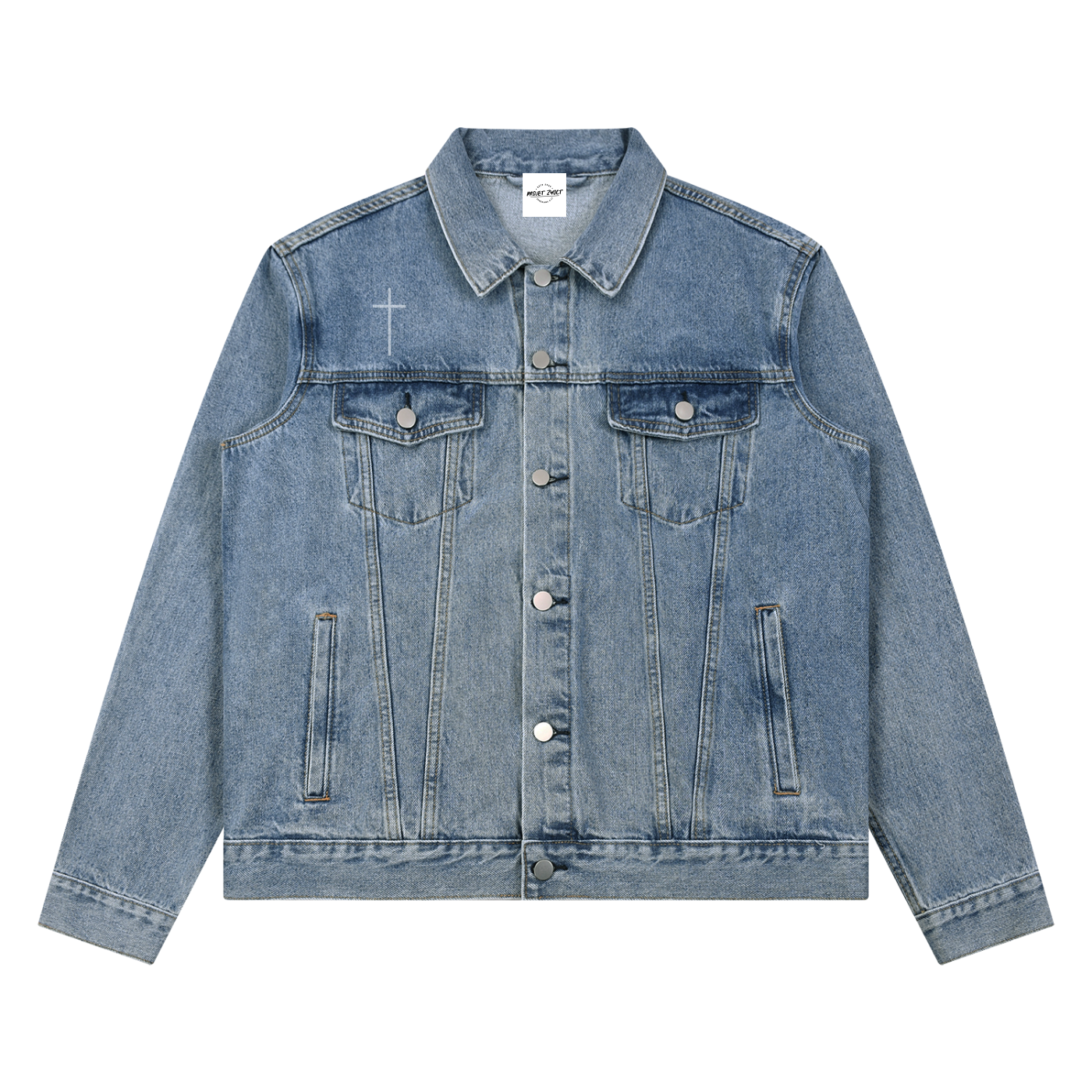 Simple Cross Vintage Denim Jacket