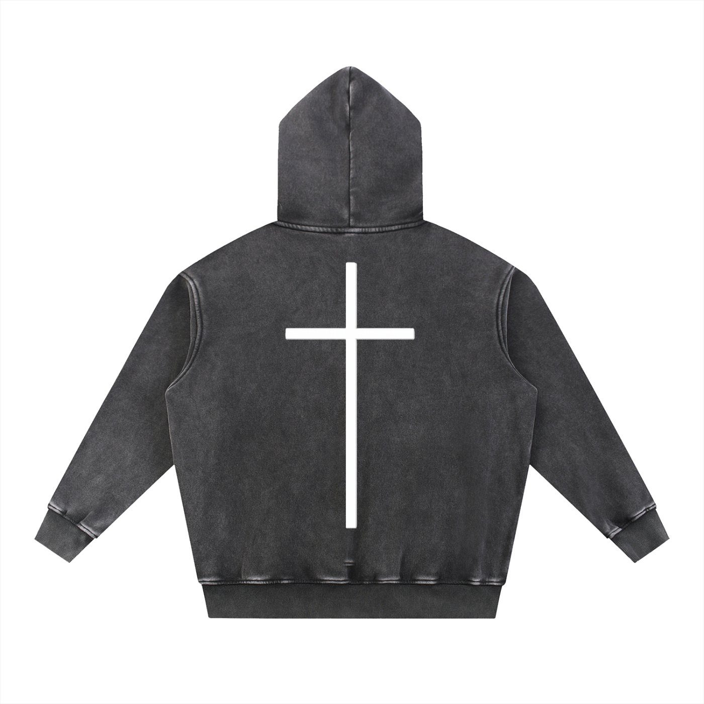 Simple Cross Snow Wash Oversize Hoodie