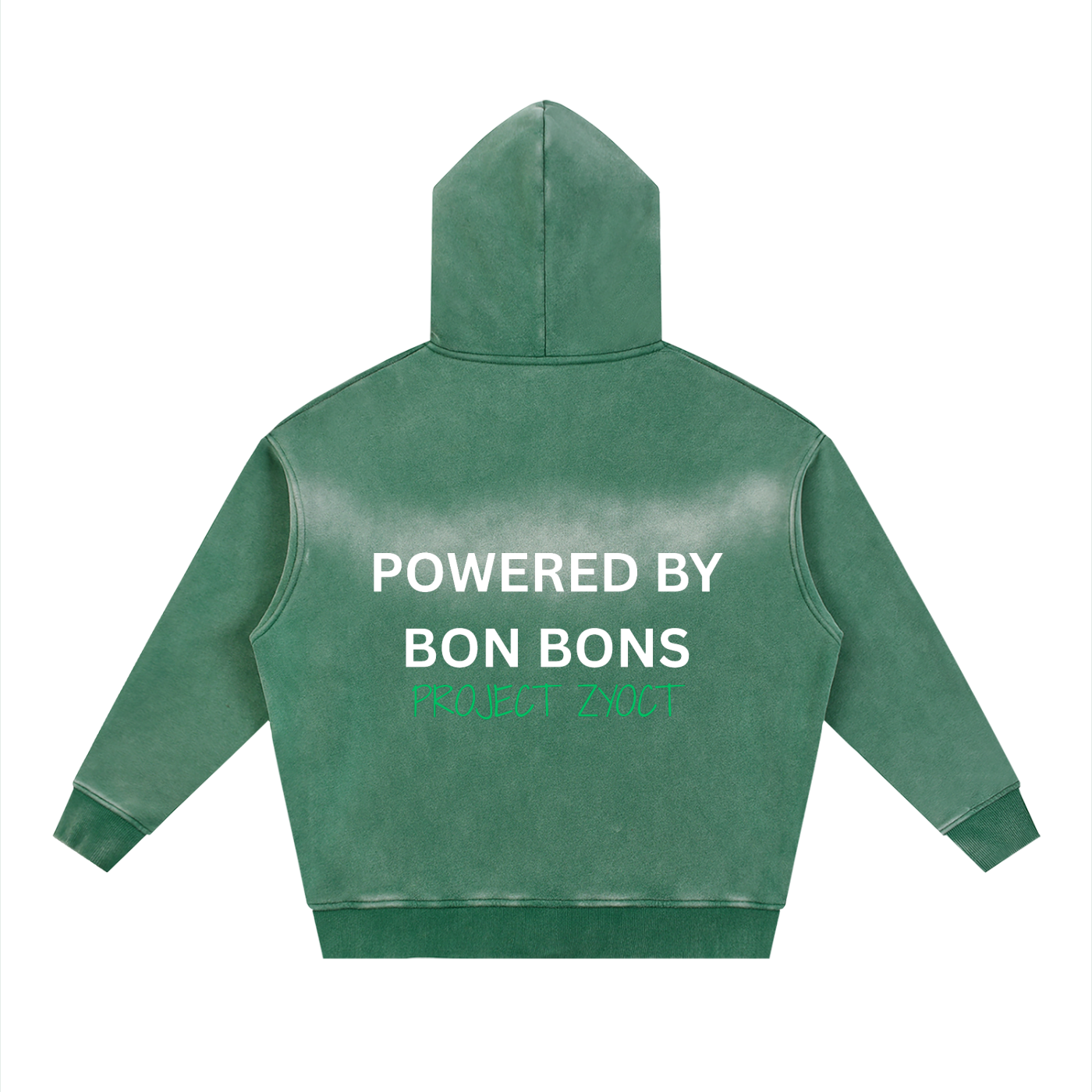 "Powered by Bon Bons" Faded Zipper Hoodie