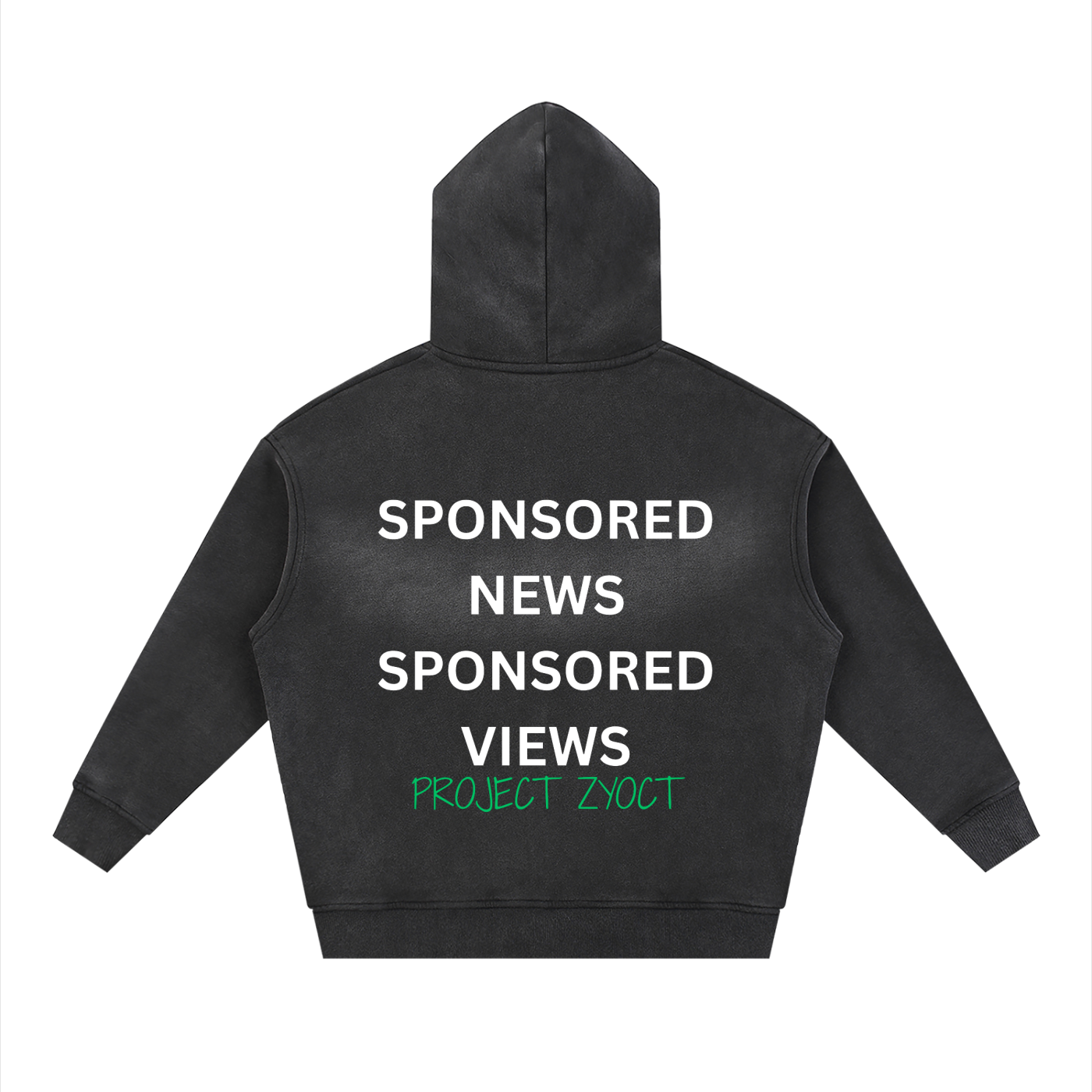 "Sponsored News Sponsored Views" faded Zipper Hoodie