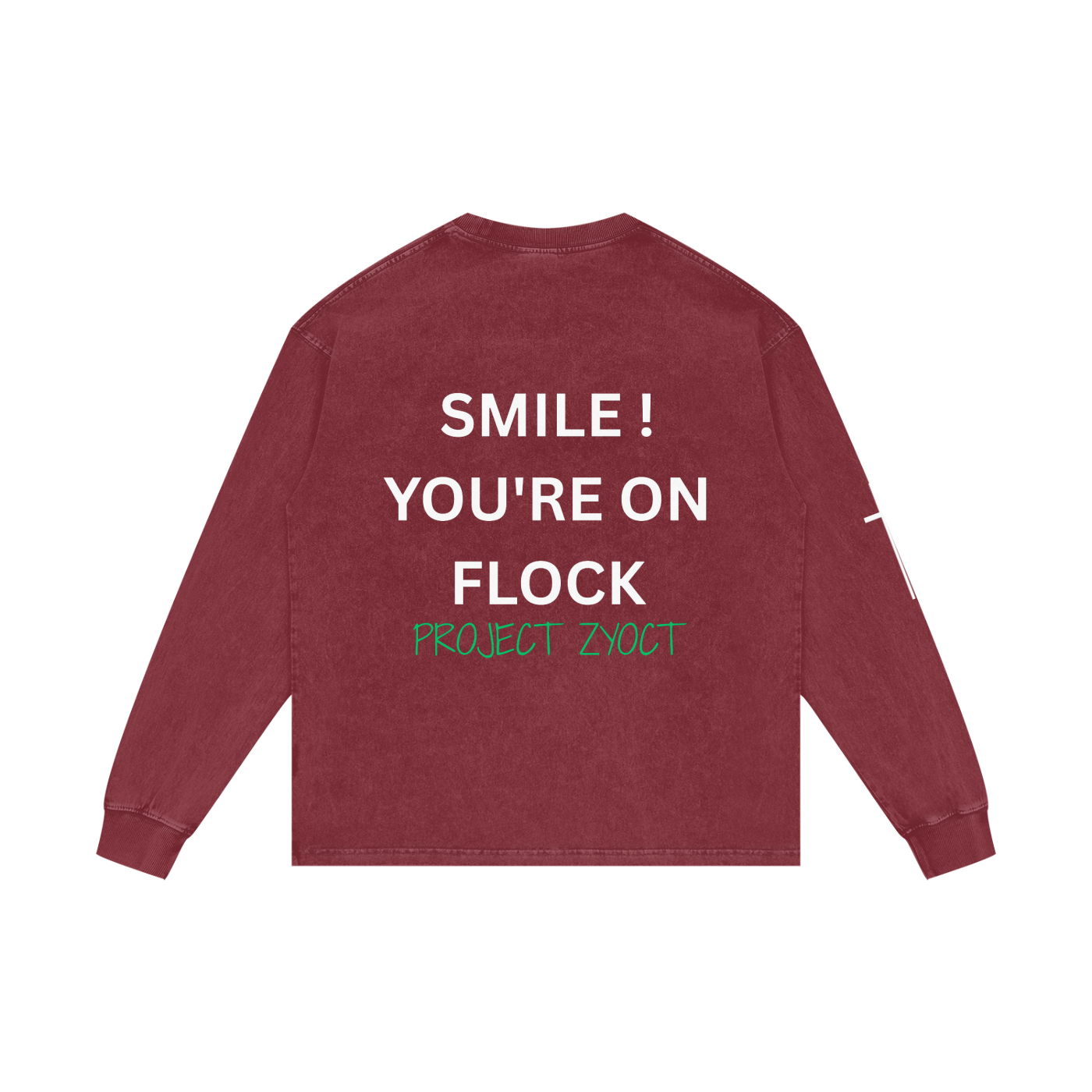 "Smile You're On Flock" Acid Wash Long Sleeve