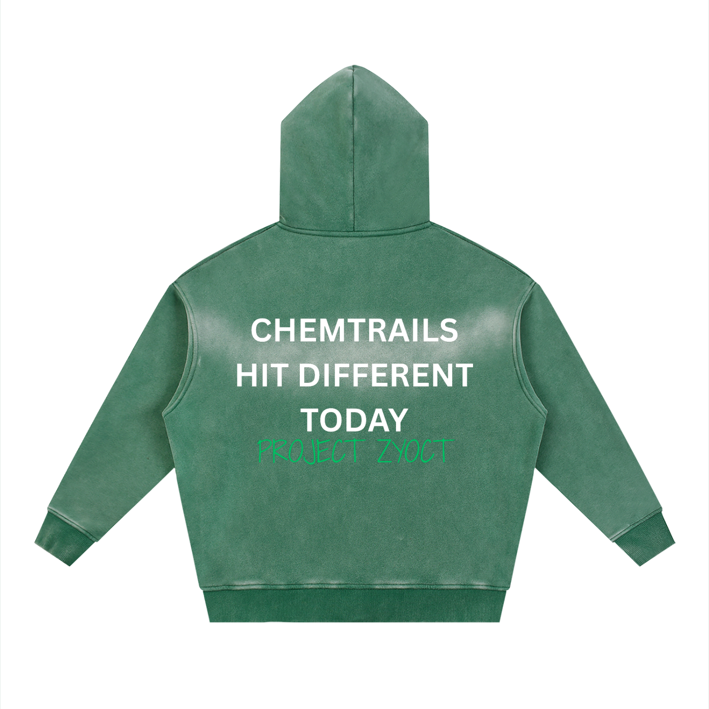 "Chemtrails Hit Different Today" Faded Zipper Hoodie