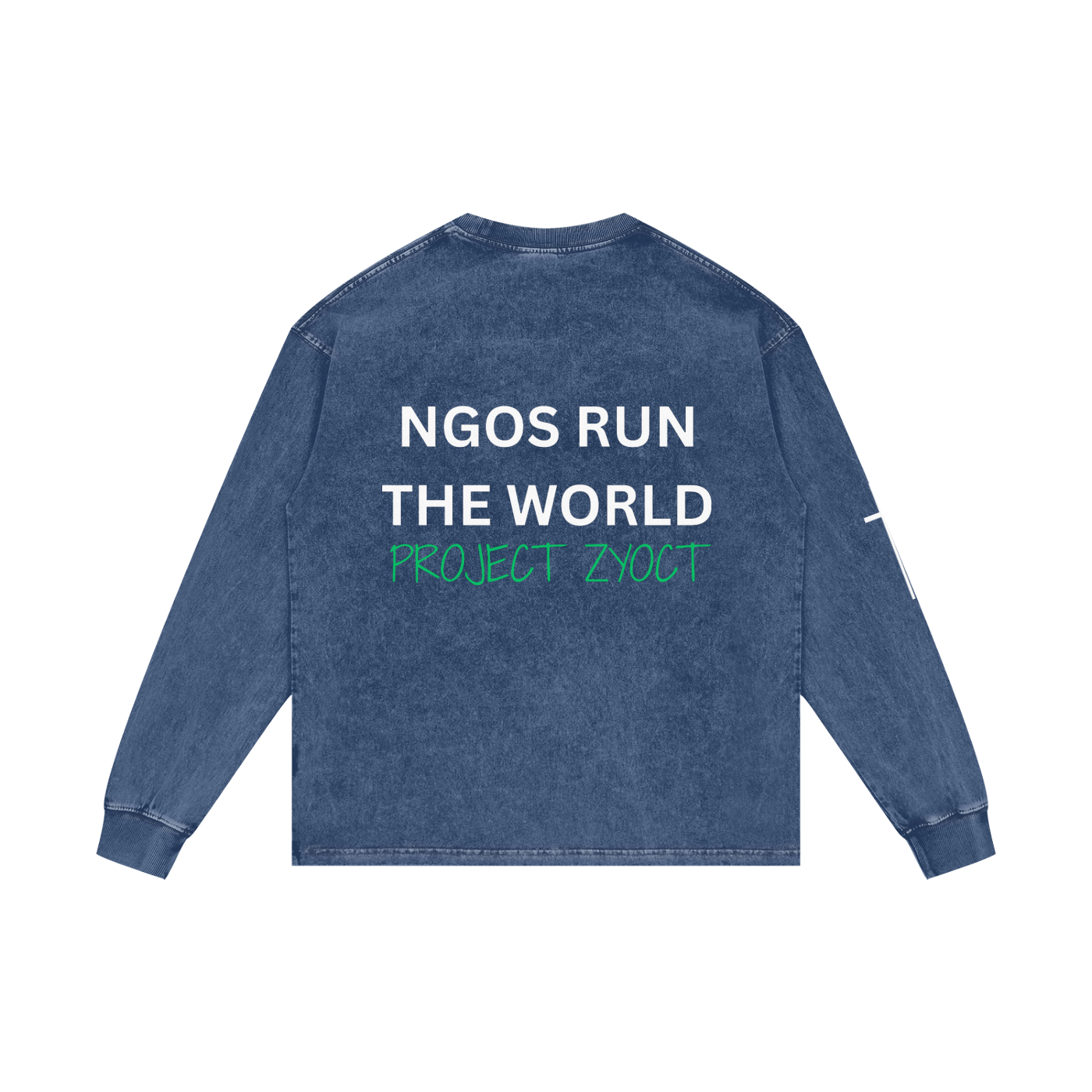 "NGOs Run the World" Acid Wash Long Sleeve