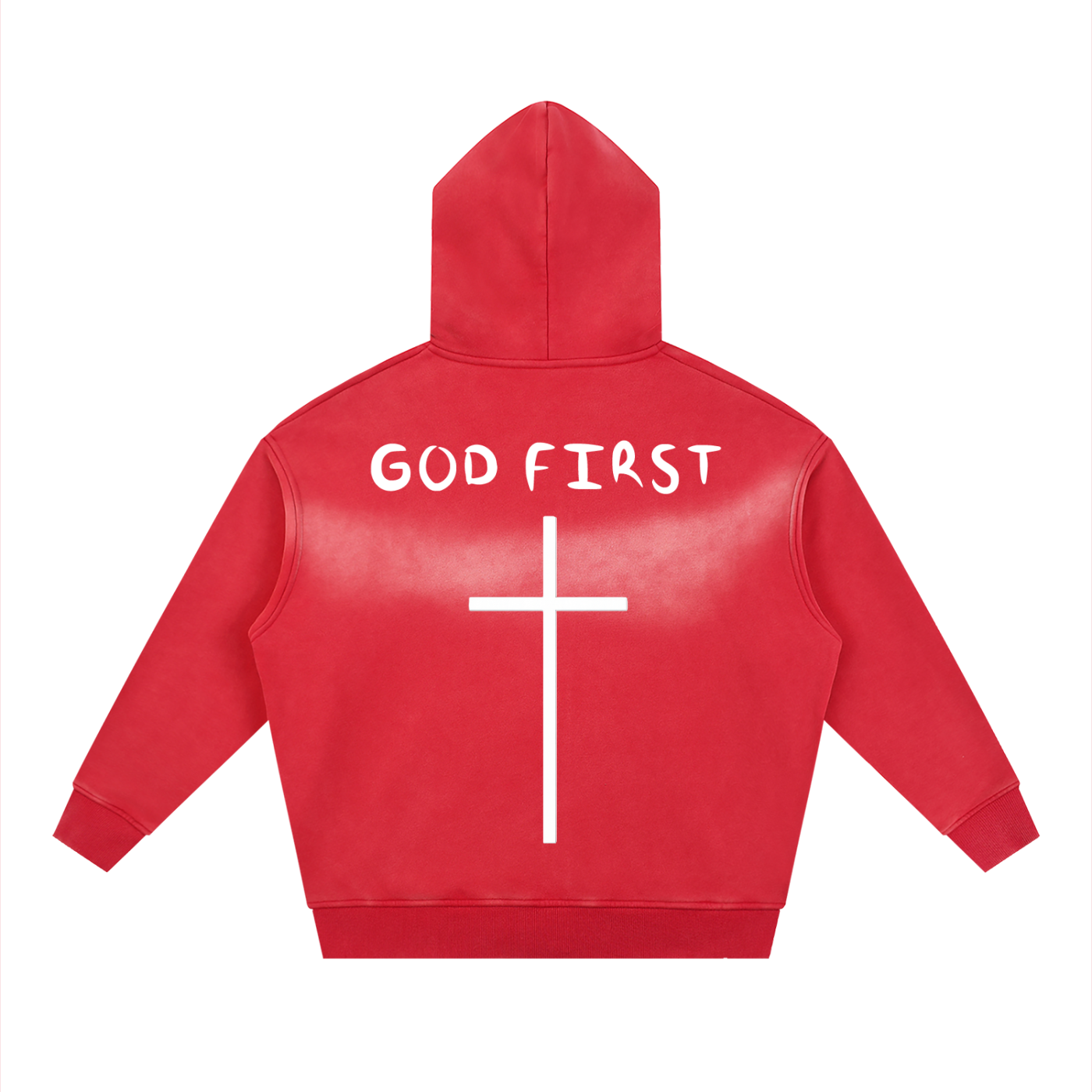 "GOD FIRST" faded Zipper Hoodie