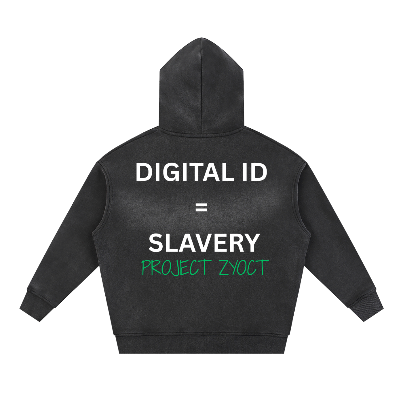 "Digital ID = Slavery" faded Zipper Hoodie