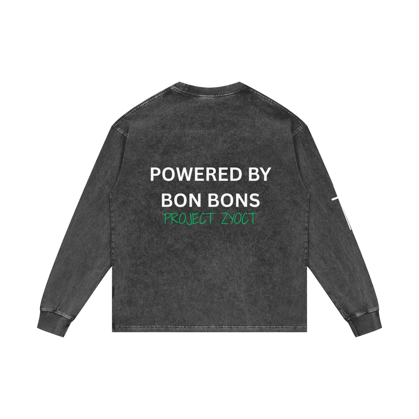 "Powered by Bon Bons" Acid Wash Long Sleeve