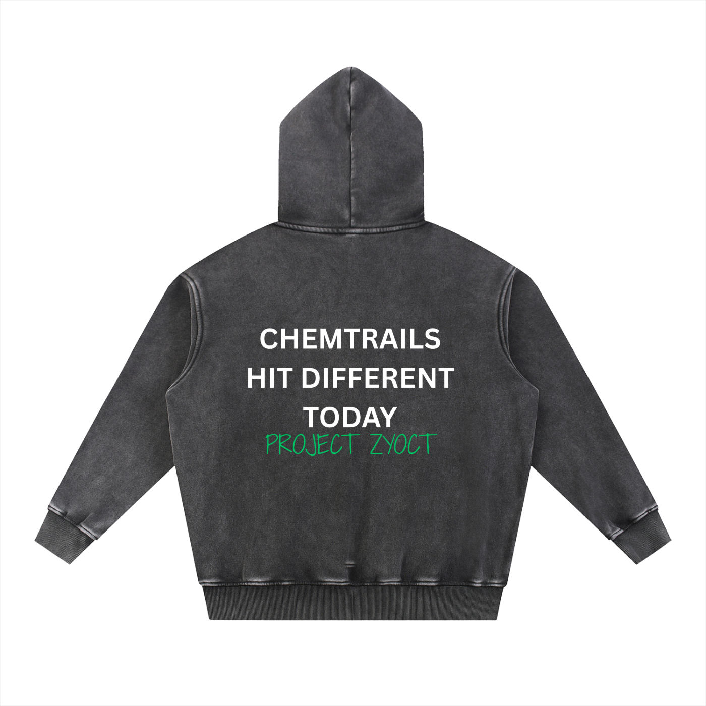 "Chemtrails Hit Different Today" Snow Wash Oversize Hoodie