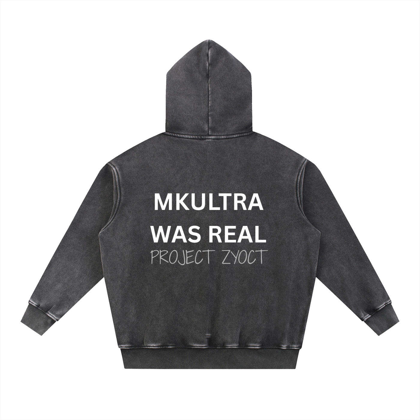 "MKUltra Was Real" Snow Wash Oversize Hoodie