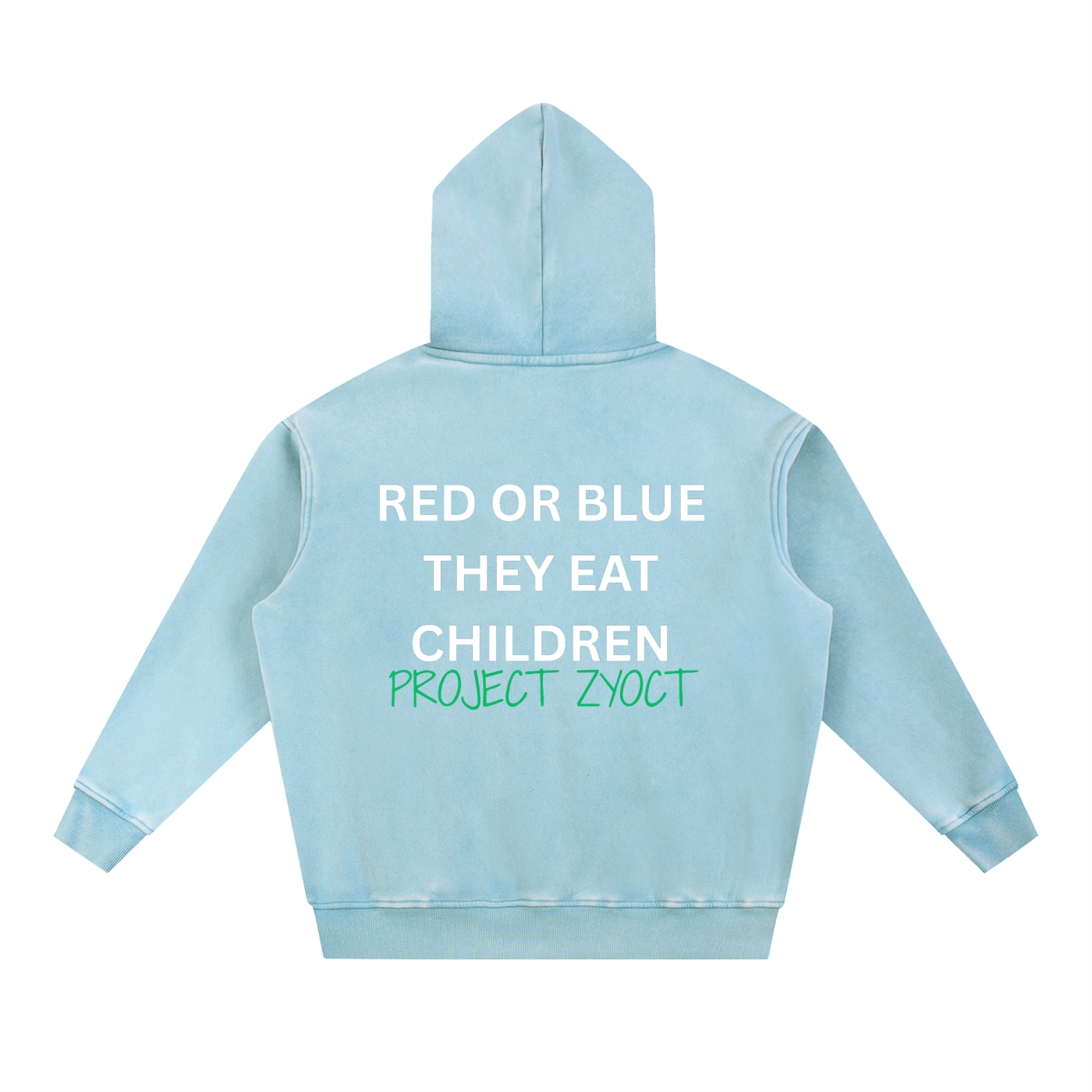 "Red or Blue They Eat Children" Snow Wash Oversize Hoodie