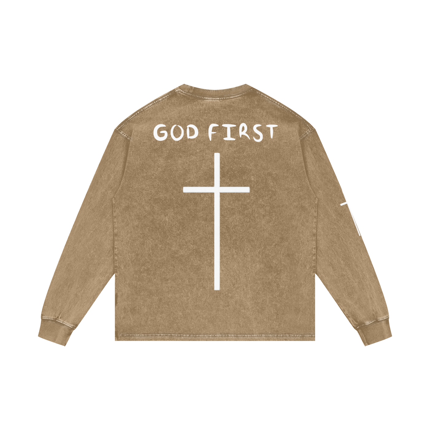 "GOD FIRST" Acid Wash Long Sleeve