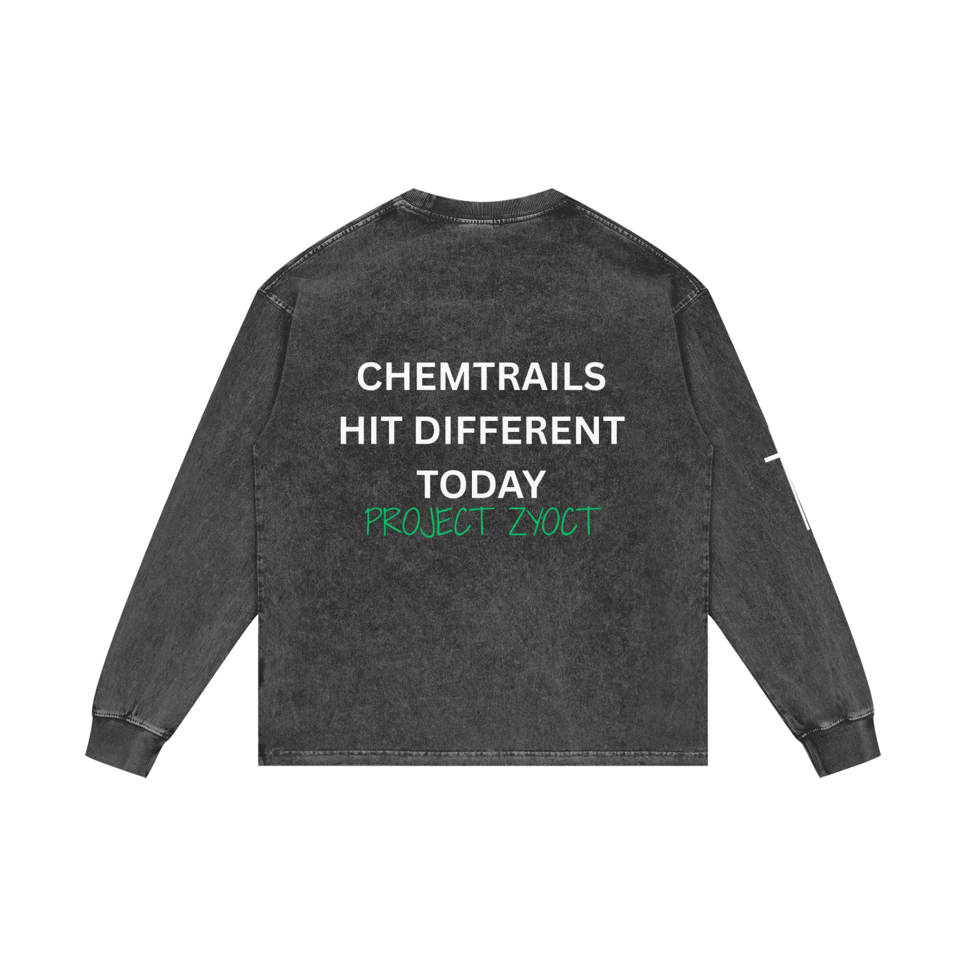"Chemtrails Hit Different Today" Acid Wash Long Sleeve